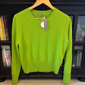NWT $148 J Crew Cashmere Lime Green Sweater Size M